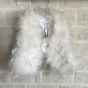 I love plum white feather vest